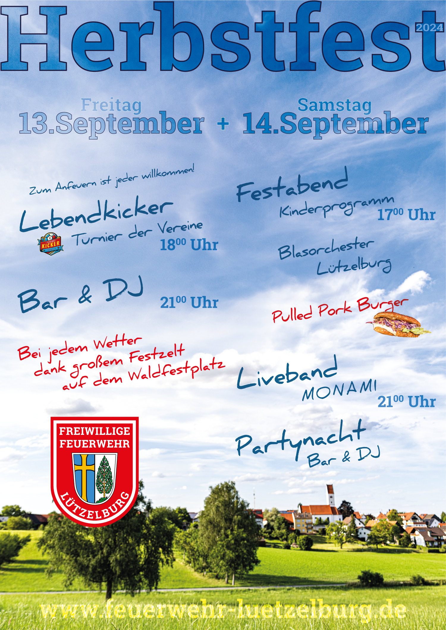 Plakat zum Herbstfest mit Lebendkicker